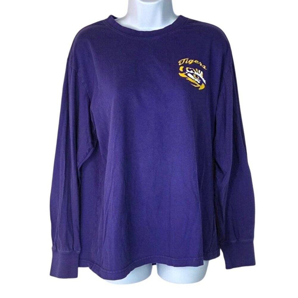 LSU Tigers Baton Rouge Purple Long Sleeve Cotton Crewneck Tee M Womens
